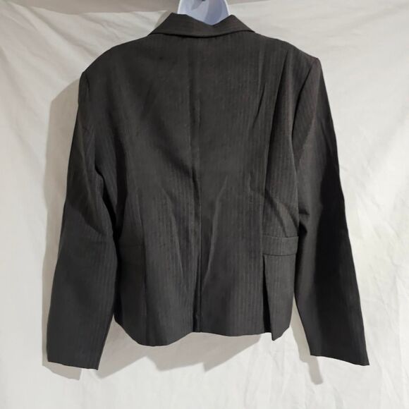 Vintage 80s 90s grey pinstripe preppy office core blazer - Picture 2 of 3